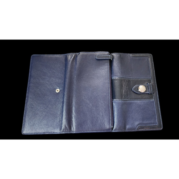 Coach dark blue leather tr-fold wallet - Picture 3 of 7